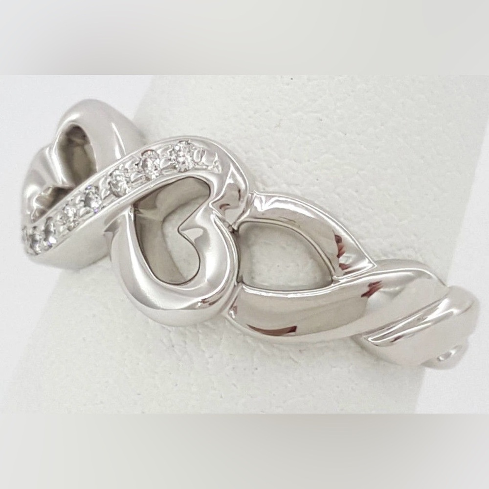 Tiffany & Co Paloma Picasso Double Loving Heart Ring 18K White Gold Diamonds - Picture 5 of 7
